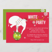 White Elephant Party Invitation | Roze rood Kaart (Voorkant / Achterkant)
