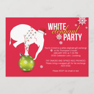 White Elephant Party Invitation | Roze rood Kaart