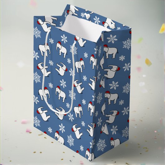 White Elephant Party Kerstmis (Blauw) Gift Bag Medium Cadeauzakje
