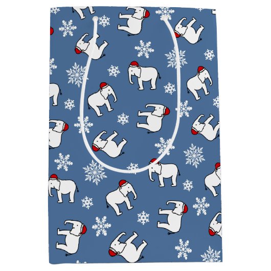 White Elephant Party Kerstmis (Blauw) Gift Bag Medium Cadeauzakje (Voorkant)