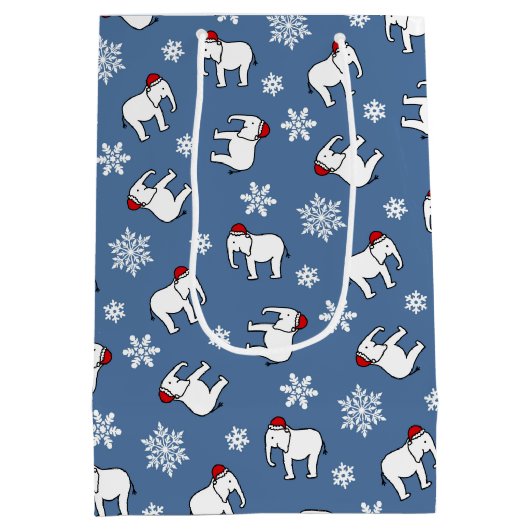 White Elephant Party Kerstmis (Blauw) Gift Bag Medium Cadeauzakje (Achterkant)
