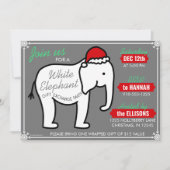 White Elephant Party Kerstmis (grijs) Uitnodiging (Voorkant)