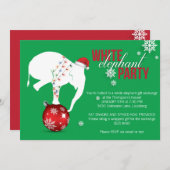 White Elephant Party Uitnodiging | Green (Voorkant / Achterkant)