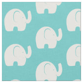 White Elephant Pattern Aqua Stof (Close Up)