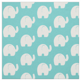 White Elephant Pattern Aqua Stof