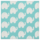 White Elephant Pattern Aqua Stof (Swatch)