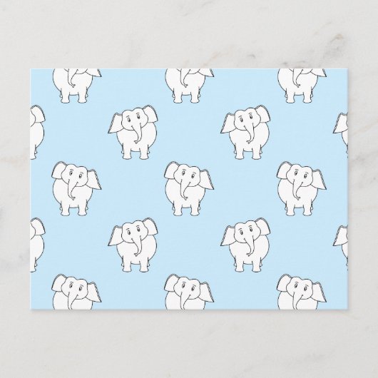 White Elephant Pattern op Bleek Blue. Briefkaart (Voorkant)