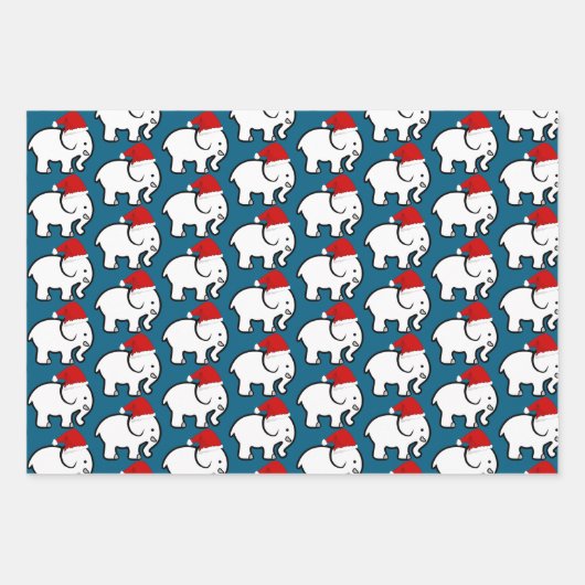 White Elephant Santa Hat Design Wrapping Paper (Voorkant 3)
