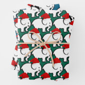 White Elephant Santa Hat Design Wrapping Paper (In situ)