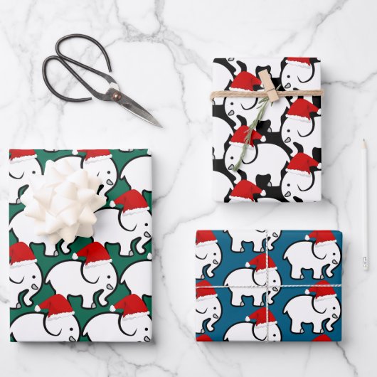 White Elephant Santa Hat Design Wrapping Paper (Voorkant)