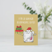 White Elephant Santa Hat Gifts Cartoon Feestdagenkaart (Staand voorkant)