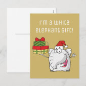 White Elephant Santa Hat Gifts Cartoon Feestdagenkaart (Voorkant / Achterkant)