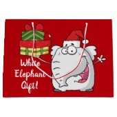 White Elephant Santa Hat Gifts Cartoon Groot Cadeauzakje (Voorkant)