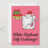 White Elephant Santa Hat Gifts Cartoon Kaart (Voorkant)