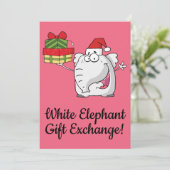 White Elephant Santa Hat Gifts Cartoon Kaart (Staand voorkant)