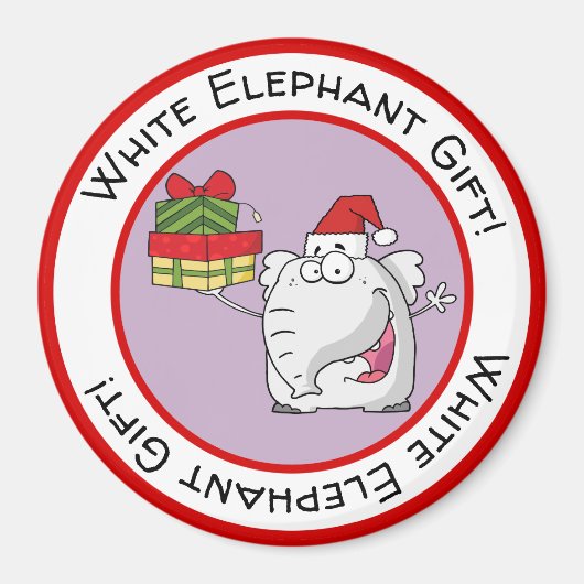 White Elephant Santa Hat Gifts Cartoon Magneet (Voorkant)