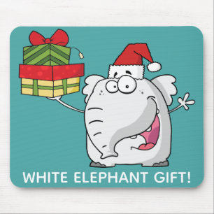 White Elephant Santa Hat Gifts Cartoon Muismat