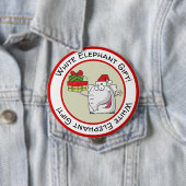 White Elephant Santa Hat Gifts Cartoon Ronde Button 4,0 Cm (In situ)
