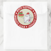 White Elephant Santa Hat Gifts Cartoon Ronde Sticker (Tas)