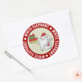 White Elephant Santa Hat Gifts Cartoon Ronde Sticker (Envelop)
