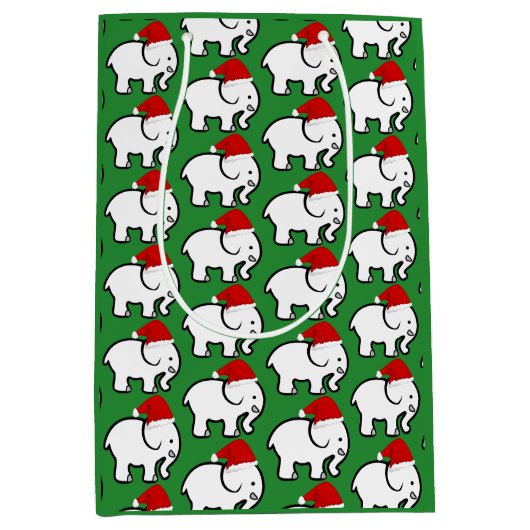 White Elephant Santa Hat  Medium Cadeauzakje (Voorkant)