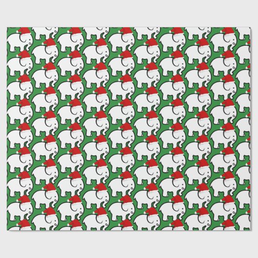 White Elephant Santa Hat Wrapping Paper Roll Cadeaupapier (Vlak)