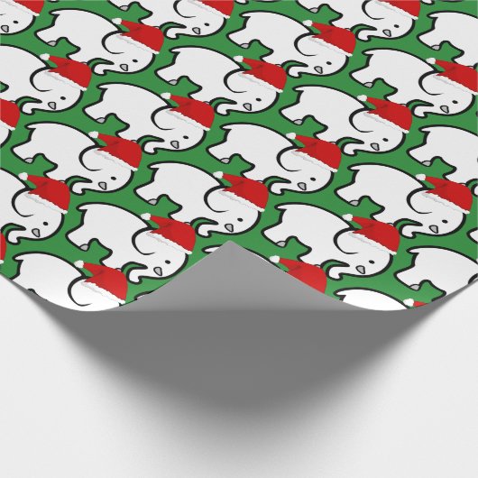 White Elephant Santa Hat Wrapping Paper Roll Cadeaupapier (Hoek)
