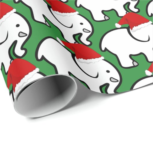 White Elephant Santa Hat Wrapping Paper Roll Cadeaupapier (Rol Hoek)