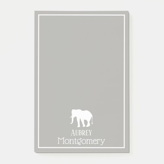 White Elephant Silhouette | Gepersonaliseerd Post-it® Notes (Voorkant)