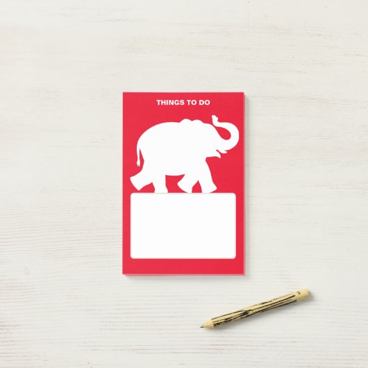 White Elephant Silhouette over rooddingen om te do Post-it® Notes (Op bureau)