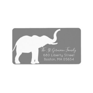 White Elephant Silhouette Return Address Etiket