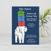 White Elephant Stacked Gift Exchange Party Kaart (Staand voorkant)