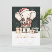 White Elephant Ugly Sweater Party Invitation Kaart (Staand voorkant)