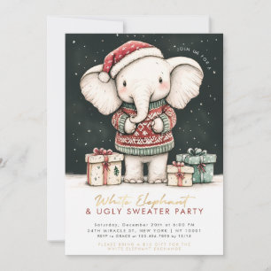 White Elephant Ugly Sweater Party Invitation Kaart