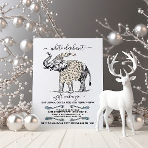 White Elephant Ugly Sweater Party Invitation Kaart