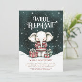 White Elephant Ugly Sweater Party Invitation Kaart (Staand voorkant)