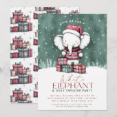 White Elephant Ugly Sweater Party Invitation Kaart (Voorkant / Achterkant)