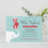 White Elephant Uitnodiging, Kerstfeest Uitnodiging (Staand voorkant)