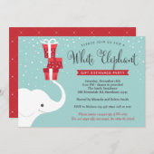 White Elephant Uitnodiging, Kerstfeest Uitnodiging (Voorkant / Achterkant)