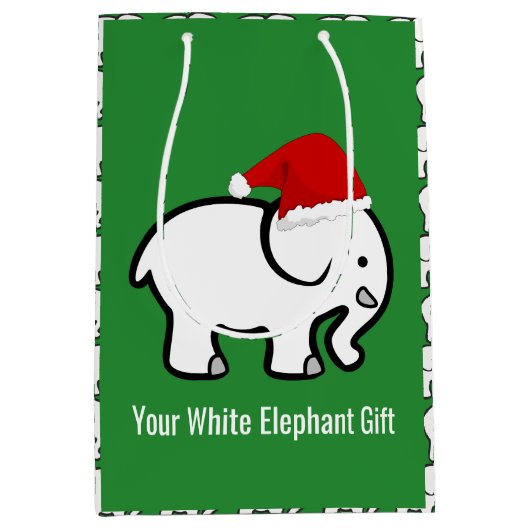 White Elephant with Santa Hat Design Gift Bag Medium Cadeauzakje (Voorkant)