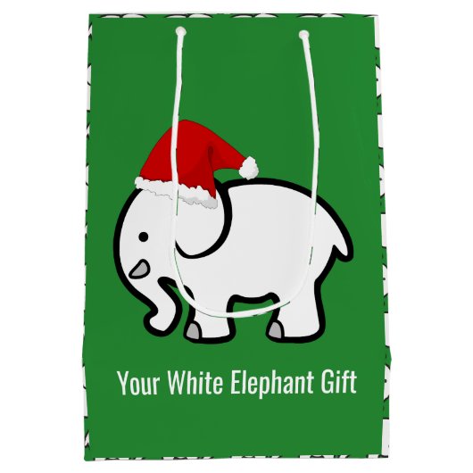White Elephant with Santa Hat Design Gift Bag Medium Cadeauzakje (Achterkant)
