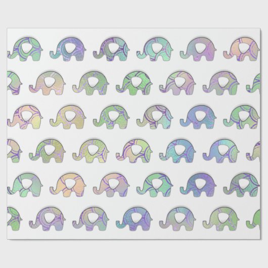 White Elephants Baby Girl Boy Paars Mint VIP Cadeaupapier (Vlak)
