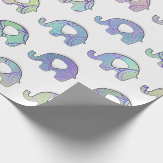 White Elephants Baby Girl Boy Paars Mint VIP Cadeaupapier (Hoek)