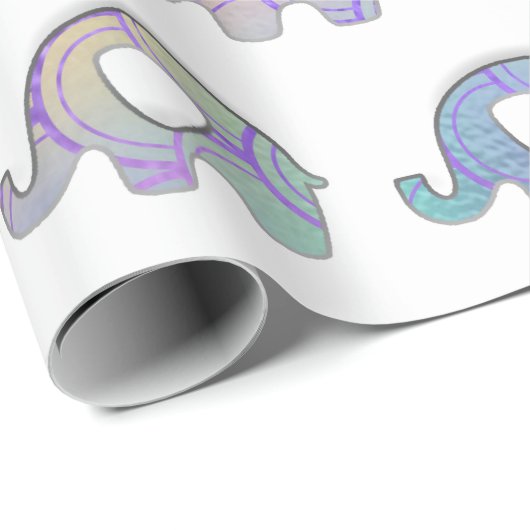 White Elephants Baby Girl Boy Paars Mint VIP Cadeaupapier (Rol Hoek)