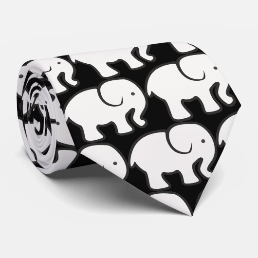 White Elephants Design Necktie Stropdas (Opgerold)