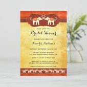 White Elephants Indian Bridal Shower Invitation Kaart (Staand voorkant)