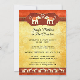 White Elephants Indian Post Wedding Invitation Kaart