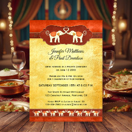 White Elephants Indian Post Wedding Invitation Kaart