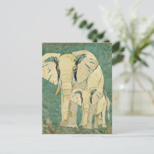 White Elephants Jade Briefkaart (Staand voorkant)