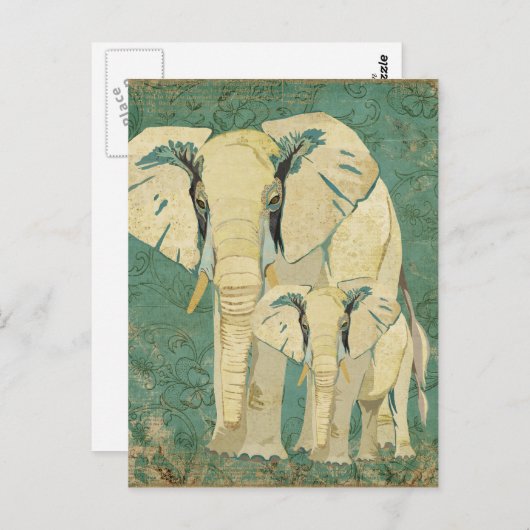 White Elephants Jade Briefkaart (Voorkant / Achterkant)